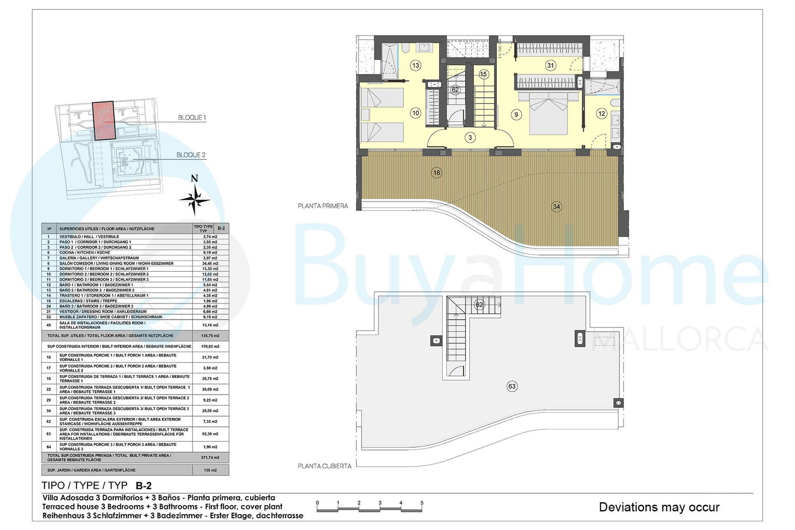 New-build townhouse villa with pool and terrace in Paguera for sale