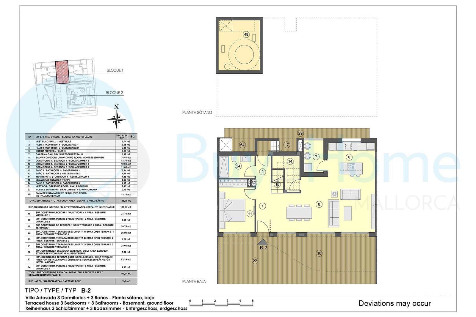 New-build townhouse villa with pool and terrace in Paguera for sale
