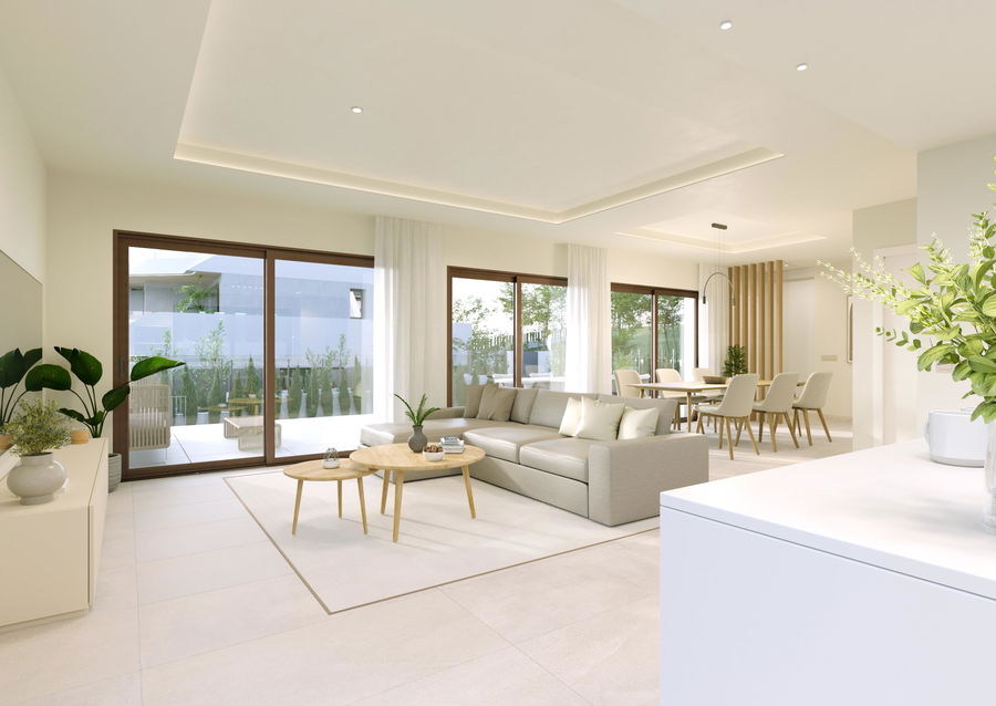Newly built semi-detached villa-style property with a swimming pool and terrace for sale in Paguera