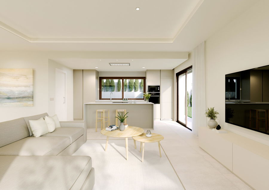 Newly built semi-detached villa-style property with a swimming pool and terrace for sale in Paguera